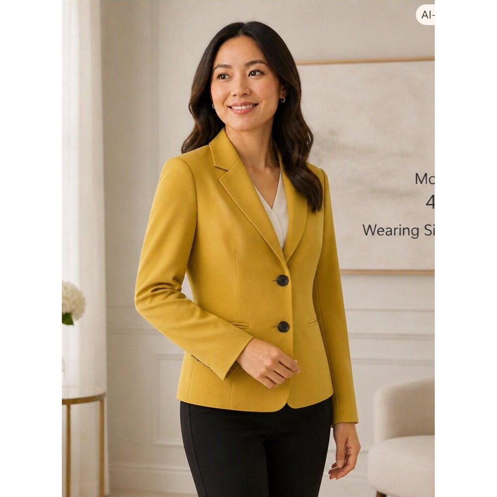 Kasper Women's Mustard Yellow Two-Button Blazer